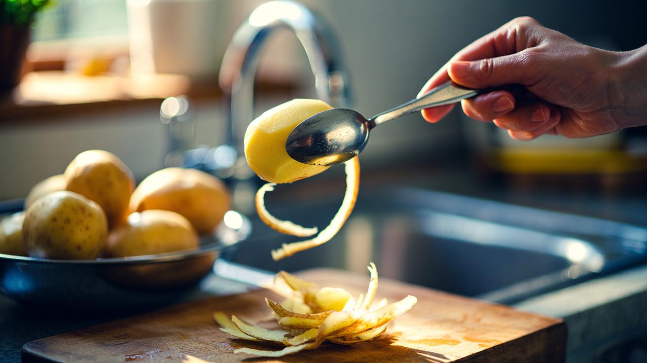 Effortless Veggie Peeling: How a Spoon Makes Peeling Potatoes a 10-Second Job