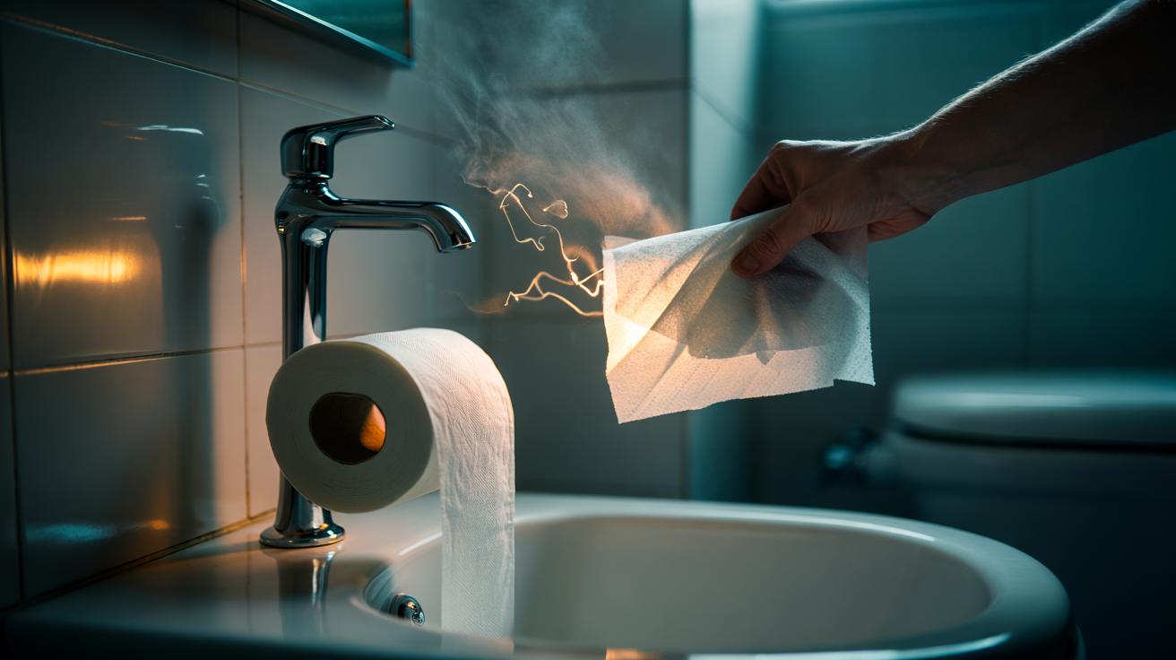 Quick dryer sheet eliminates toilet roll dust instantly : why static cling captures tiny particles in moments