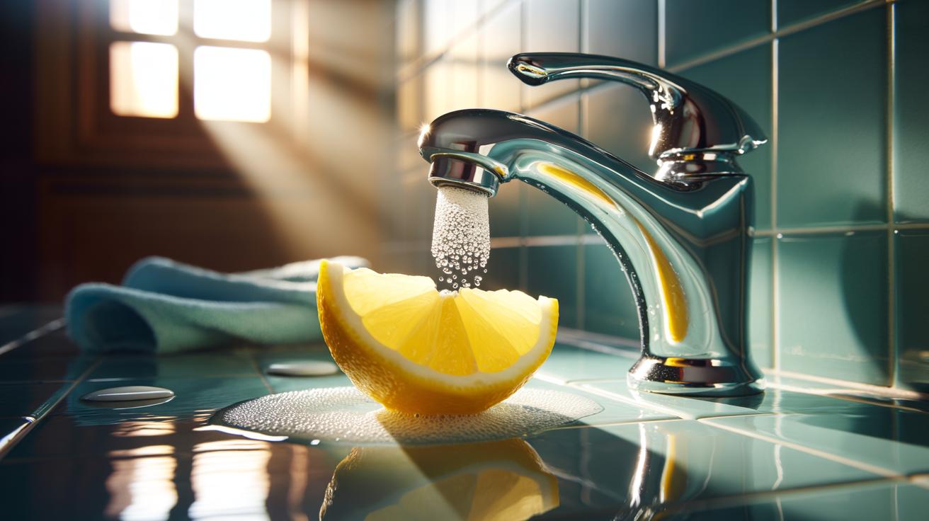 Simple lemon wedge clears mineral deposits off taps instantly : how acidity dissolves lime scale with minimal effort